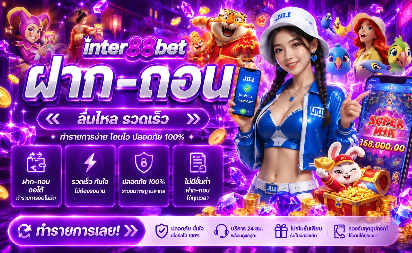 สล็อต inter88bet รวมค่ายเกมและมาสคอต PG โทนม่วง